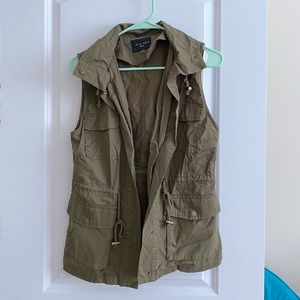 Green vest with hood WORN ONCE